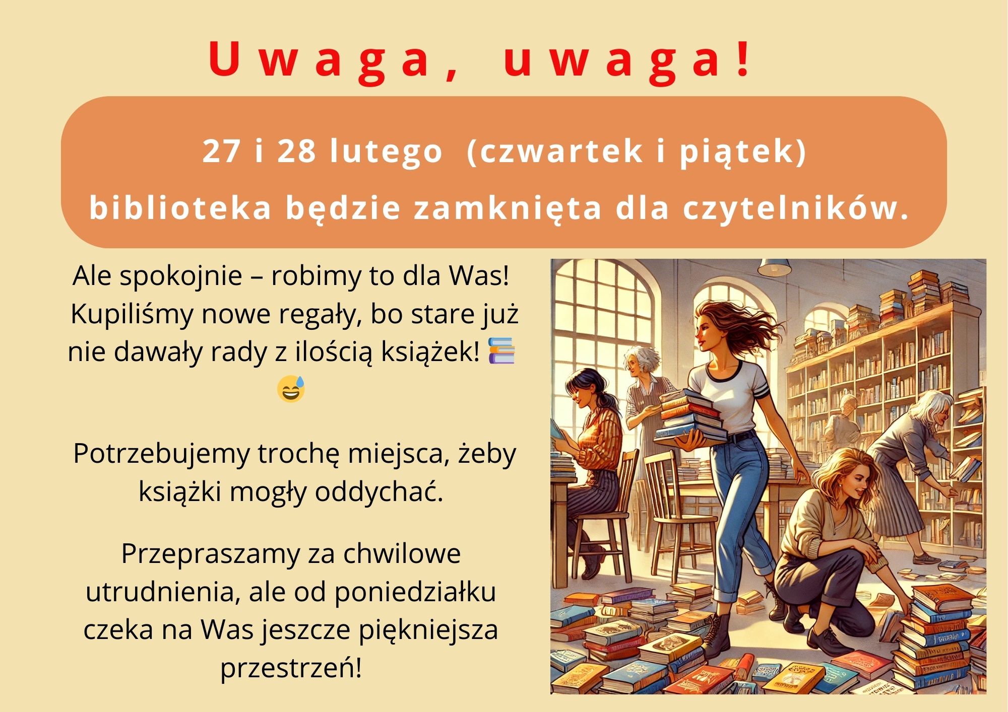 Biblioteka nieczynna – 27 i 28 lutego 2025 r.