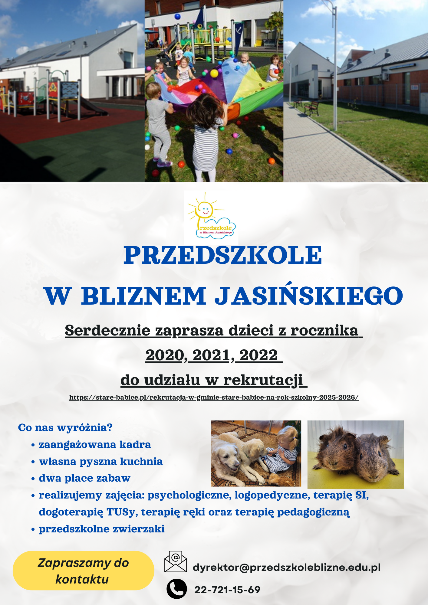 Rekrutacja 2025/2026 – przedszkole w Bliznem Jasińskiego