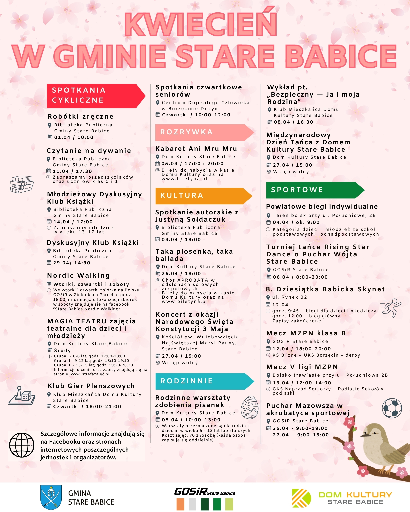 Kwiecień w gminie Stare Babice – harmonogram wydarzeń