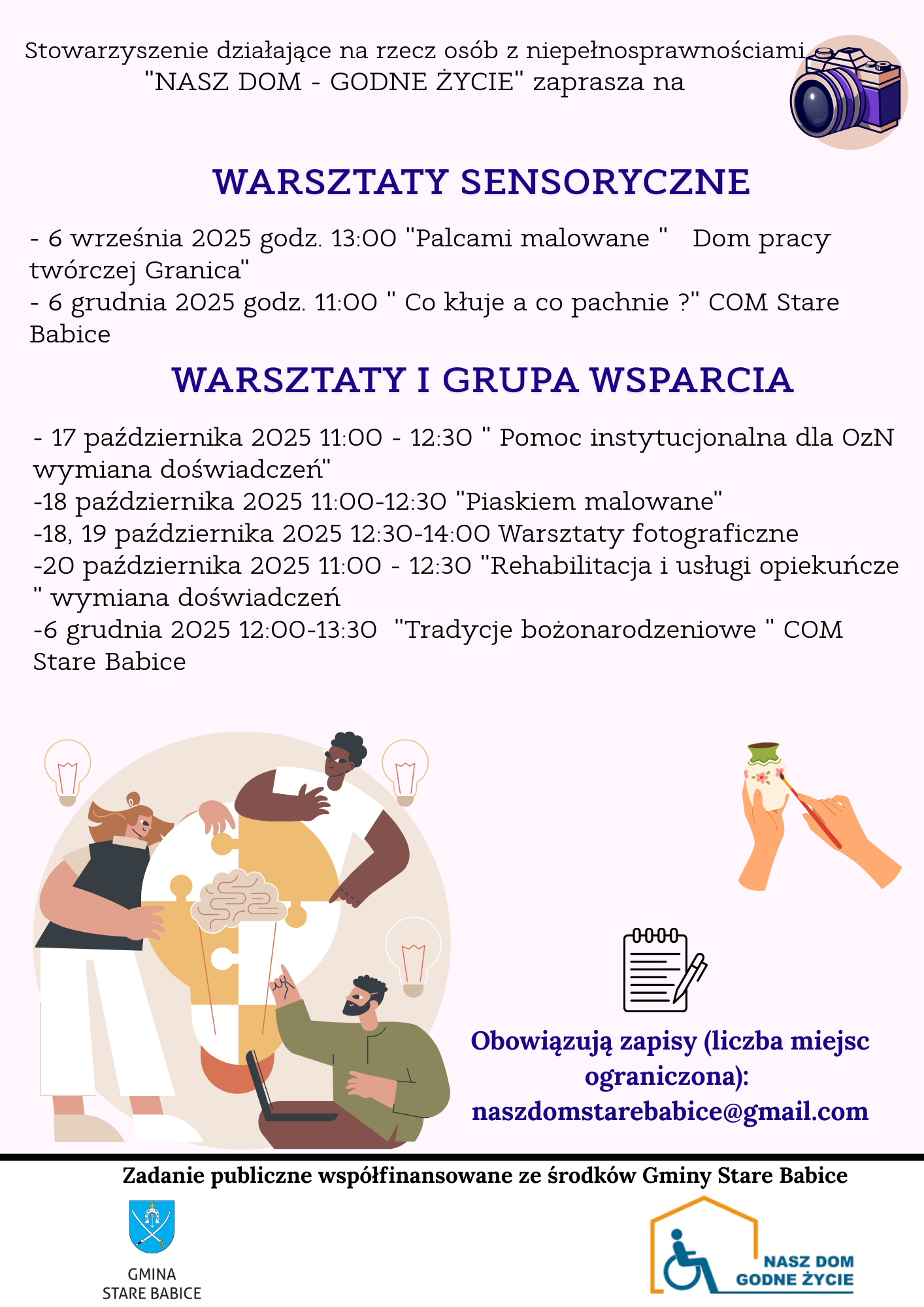 Stowarzyszenie „NASZ DOM GODNE ŻYCIE” zaprasza na warsztaty sensoryczne