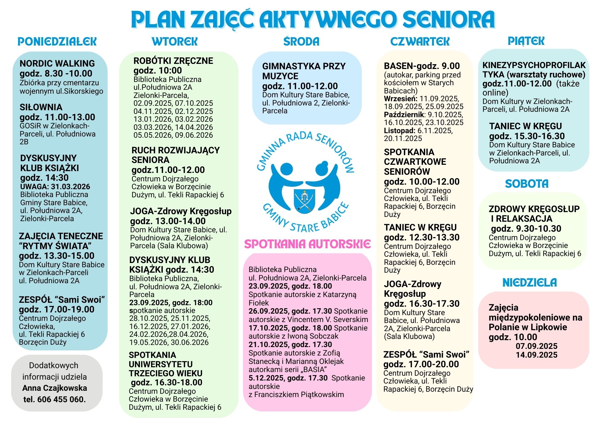 PLAN ZAJĘĆ AKTYWNY SENIOR!