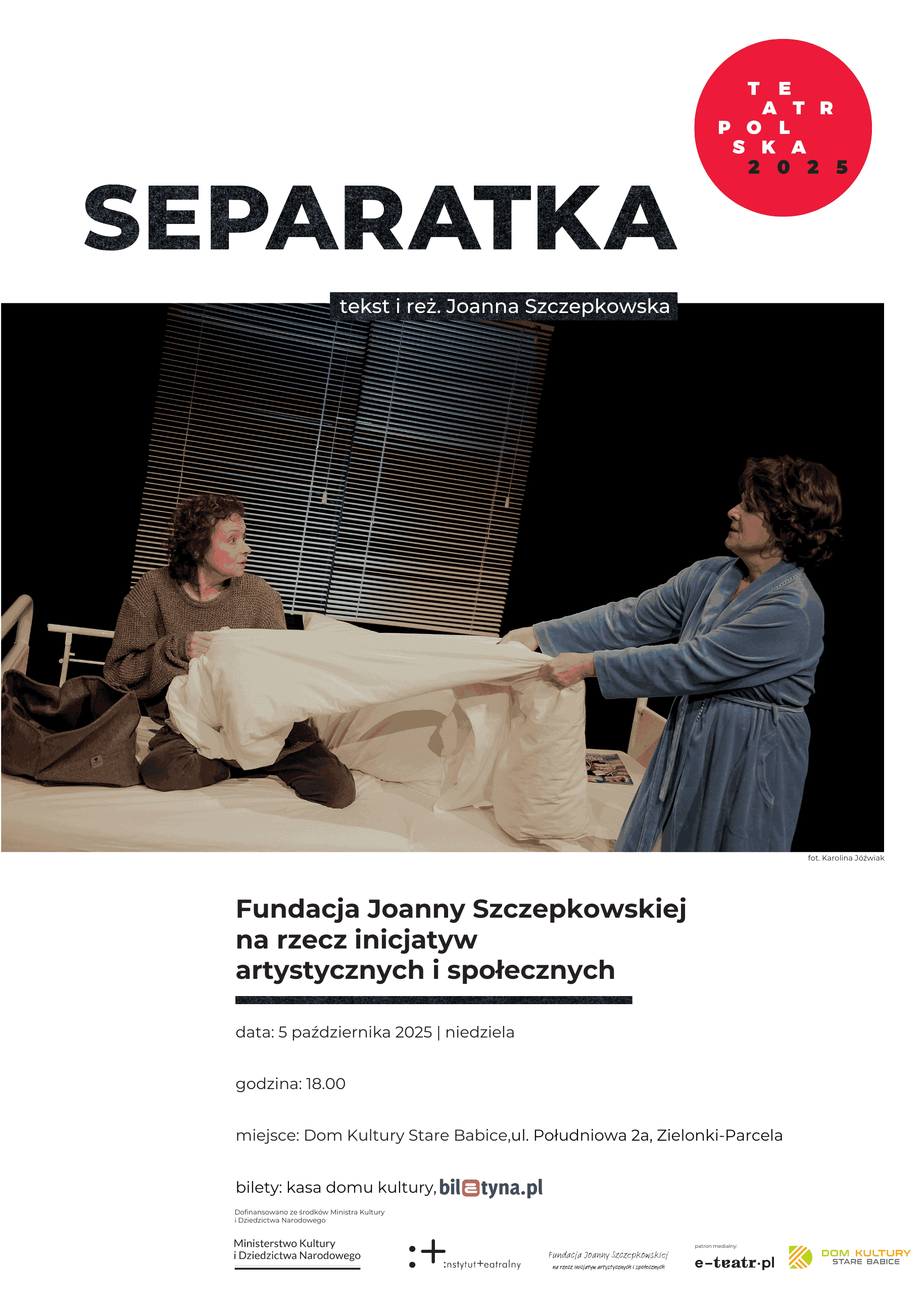 Dom Kultury Stare Babice zaprasza na komedię pełną napięć i humoru pt.: „Separatka”