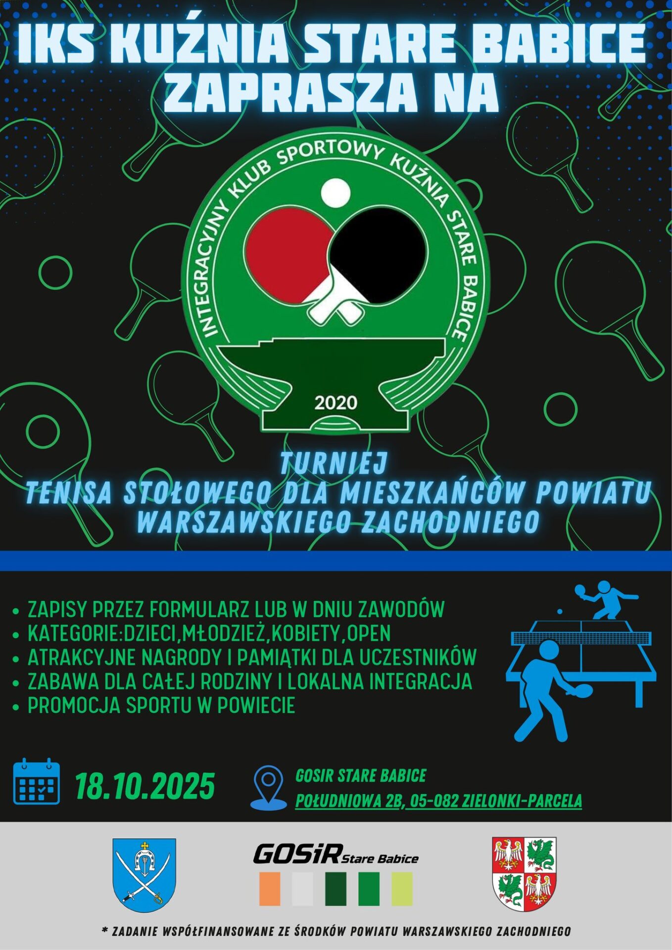 Turniej Tenisa Stołowego dla mieszkańców powiatu Warszawskiego Zachodniego!