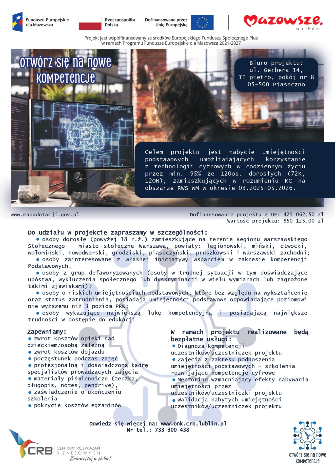 Projekt: „Otwórz się na nowe kompetencje” w ramach Programu Fundusze Europejskie dla Mazowsza 2021-2027