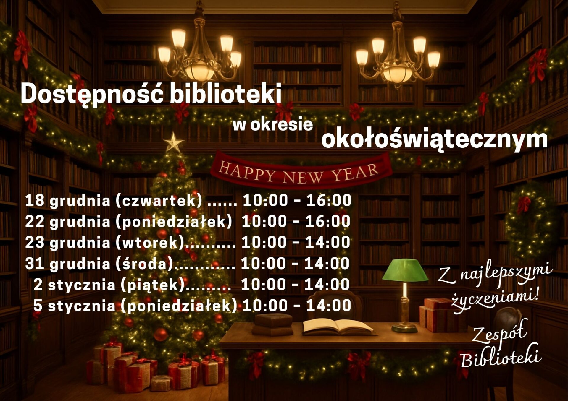 📣 Dostępność Biblioteki Publicznej Gminy Stare Babice w okresie okołoświątecznym