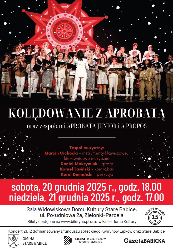 Zapraszamy na kolędowanie z APROBATĄ oraz zespołami APROBATA JUNIOR i A PROPOS