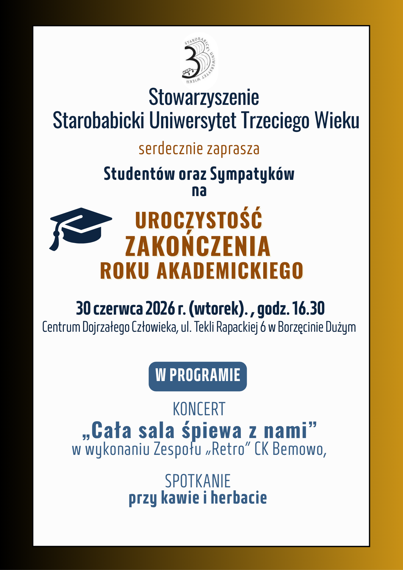 Zakończenie roku akademickiego Starobabickiego Uniwersytetu Trzeciego Wieku
