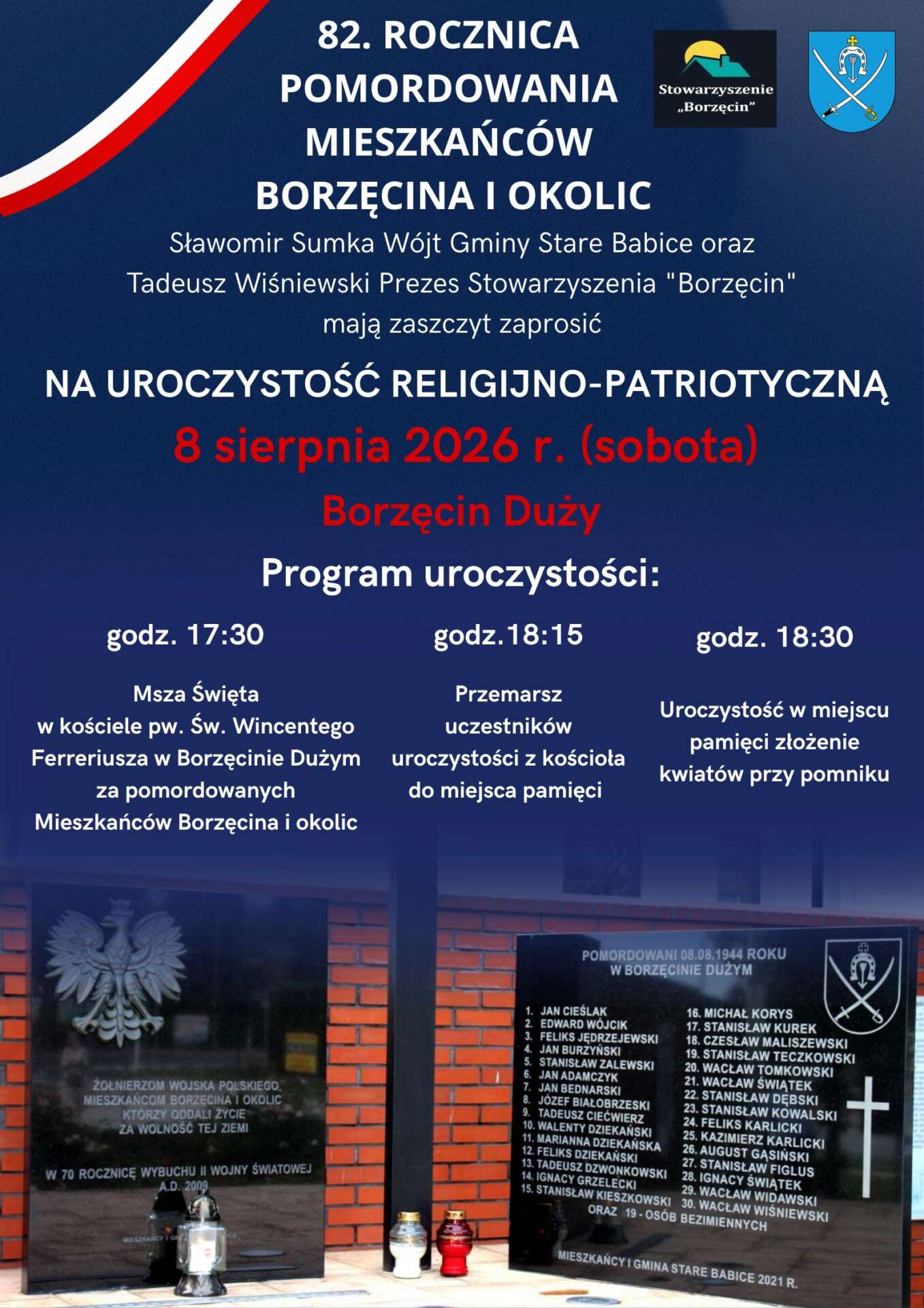 Zaproszenie na Uroczystość Religijno-Patriotyczną w dniu 08.08.2026 r.