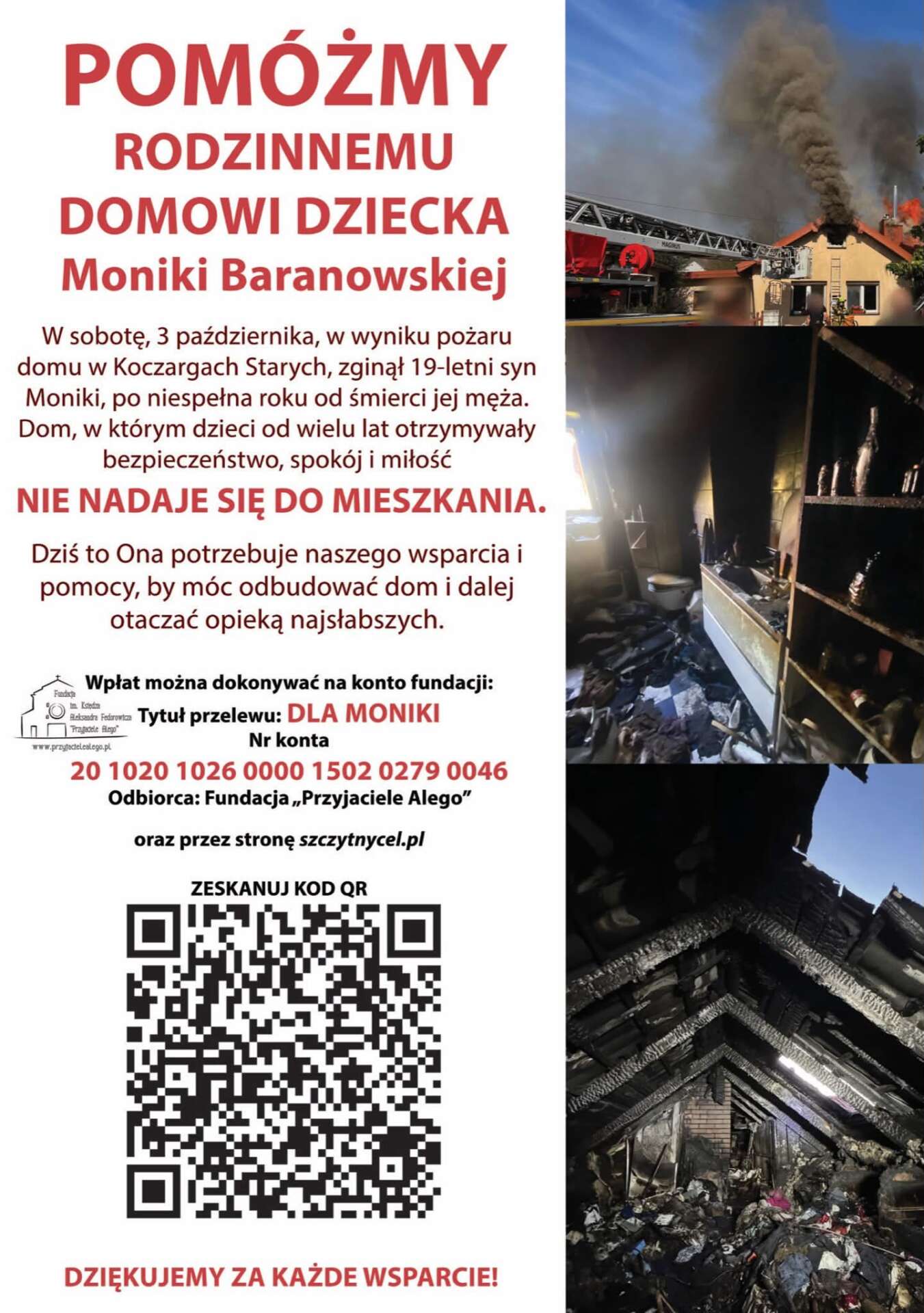 Pomóżmy odbudować Rodzinny Dom Dziecka po tragicznym pożarze