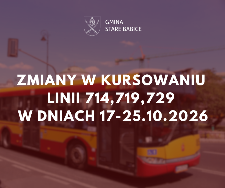 Zmiany w kursowaniu linii 714, 719, 729 w dniach 17-25.10.2026 r.